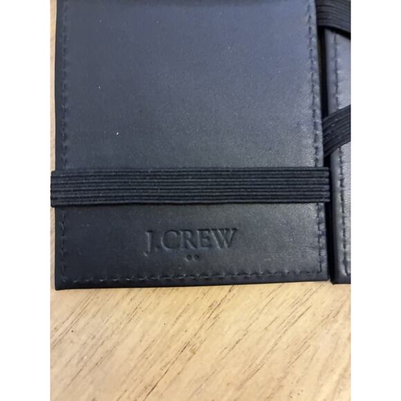 J. CREW Men's Leather Wallet Slim Magic Elastic Wallet Dark Brown Espresso - Picture 2 of 9